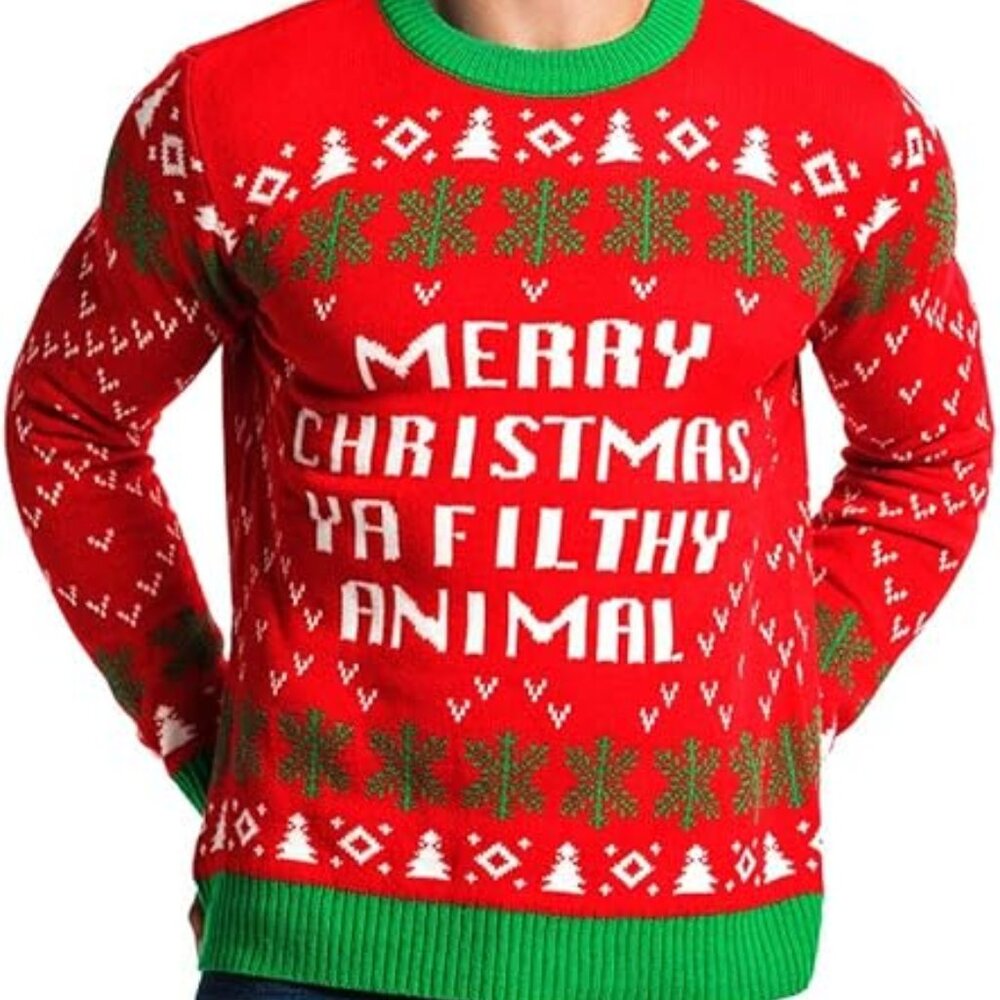 U LOOK UGLY TODAY Ugly Christmas Sweater - Merry Christmas You Filthy Animal